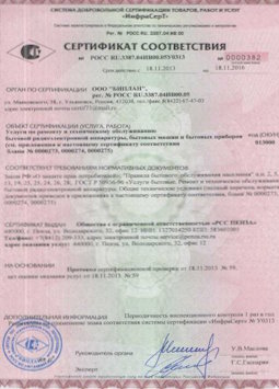 2015.06.25 Салават - Услуги по ремонту и техническому обслуживанию приборов радиоэл. аппаратуры